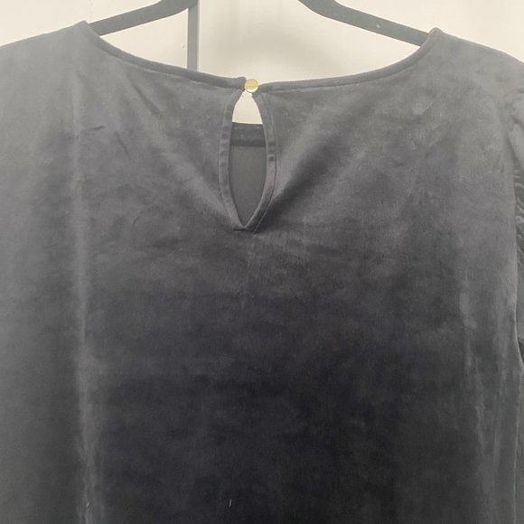 LOFT Velvet Puff Sleeve Top Black Relaxed Fit Stretch Casual - Picture 5 of 8